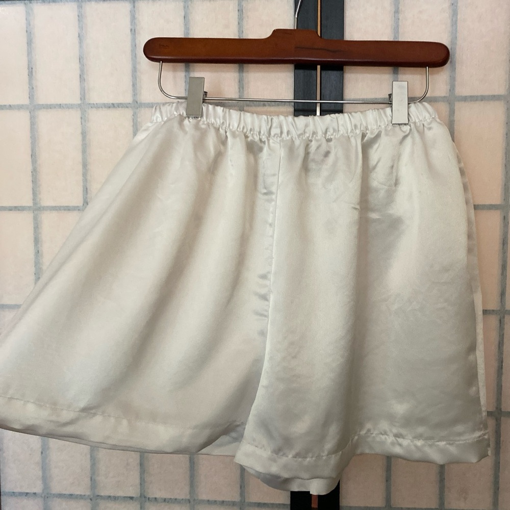 D’Amato VTG 80’s Wide Leg Hot Pants White Satin Sleep Shorts Women M